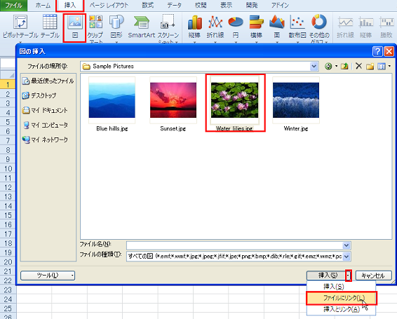 �t�@�C���Ƀ����N