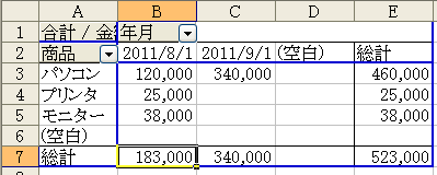 �G�N�Z���֐��EGETPIVOTDATA�֐��̓��͗�E�g����